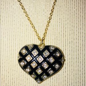 Bedazzled black and gold heart necklace